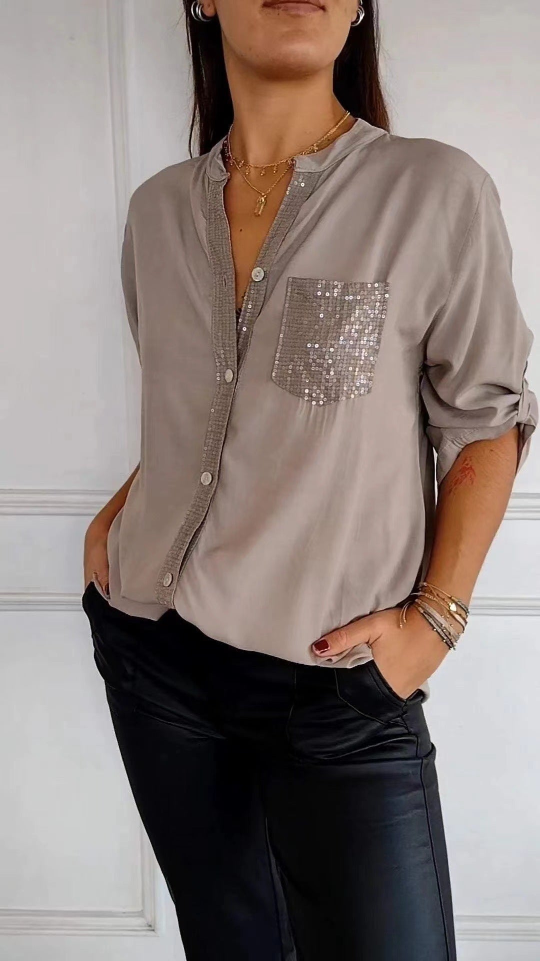 Dames Blouse met Glitter Pailletten Mooi Feestelijk