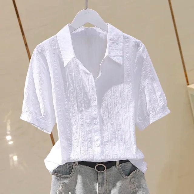 Oversized Dames Blouse van Katoen met Vintagelook - StudioMarella