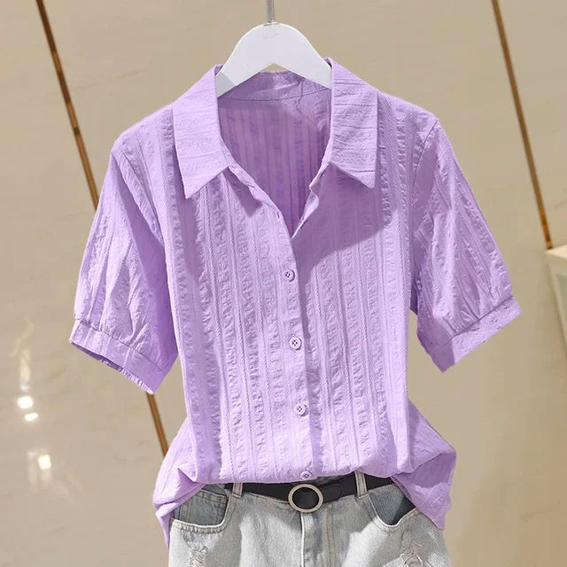 Oversized Dames Blouse van Katoen met Vintagelook