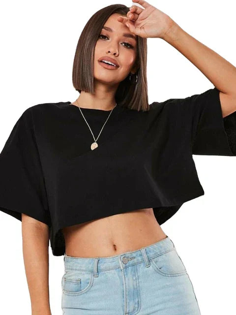 Dames Crop Top Korte Mouw Sportief - StudioMarella