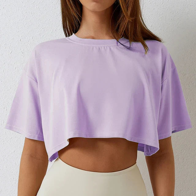 Dames Crop Top Korte Mouw Sportief