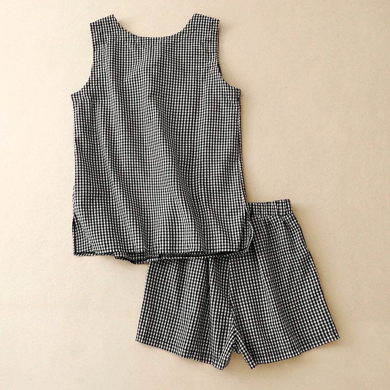 Zomerse Cardigan Set Geruit Vrouwelijk