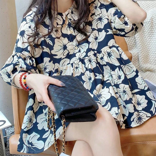 Korte Mouw Blouse Linnen Zomerjurk Vrouw - StudioMarella