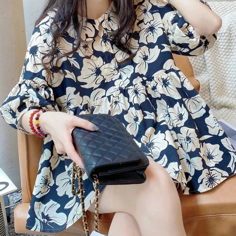 Korte Mouw Blouse Linnen Zomerjurk Vrouw