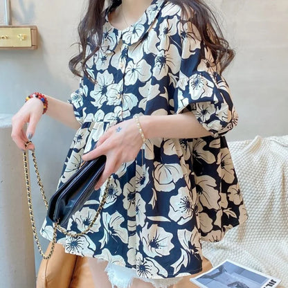 Korte Mouw Blouse Linnen Zomerjurk Vrouw