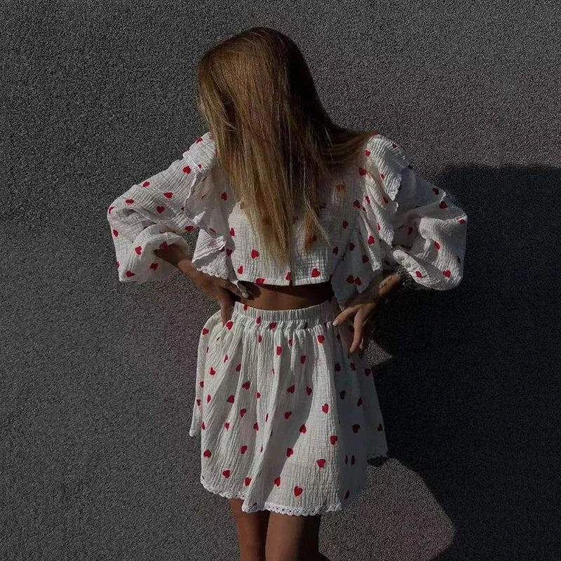 Zomerse Tweedelige Set Katoen en Linnen voor Vrouw