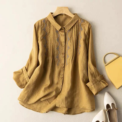 Dames Blouse van Katoen met Borduurwerk Vintage Stijl
