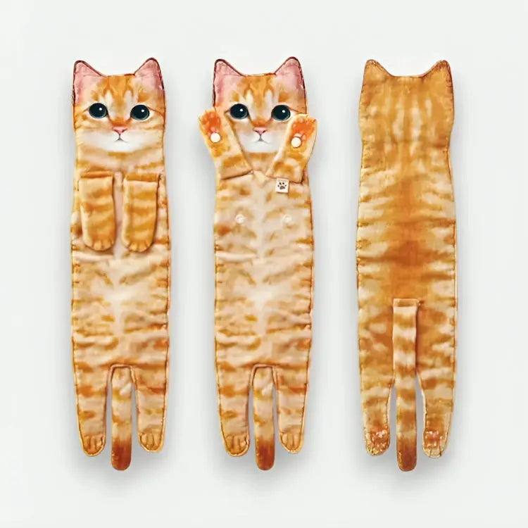Decoratieve Handdoek met Kattenprint 60×15cm Microvezel Ophangbaar voor Keuken Badkamer