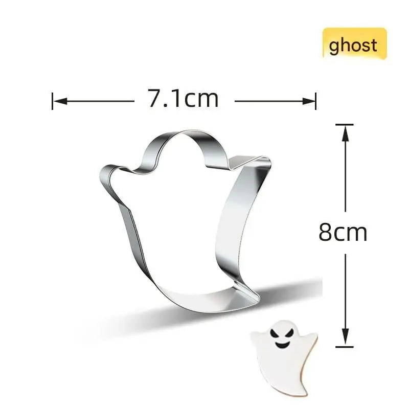 Uitsteekvormen Set 7 Stuks voor Koekjes Pannenkoeken Kaas Fruit Halloween Motieven Roestvrijstaal Spookjes Pompoen Vleermuis Heks Keuken Bakvormen