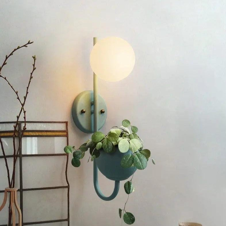 Kelda Plantenlamp Wandlamp – Scandinavische Wandverlichting met Plantenbak – Groen Geel Blauw