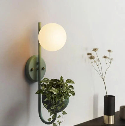 Kelda Plantenlamp Wandlamp – Scandinavische Wandverlichting met Plantenbak – Groen Geel Blauw