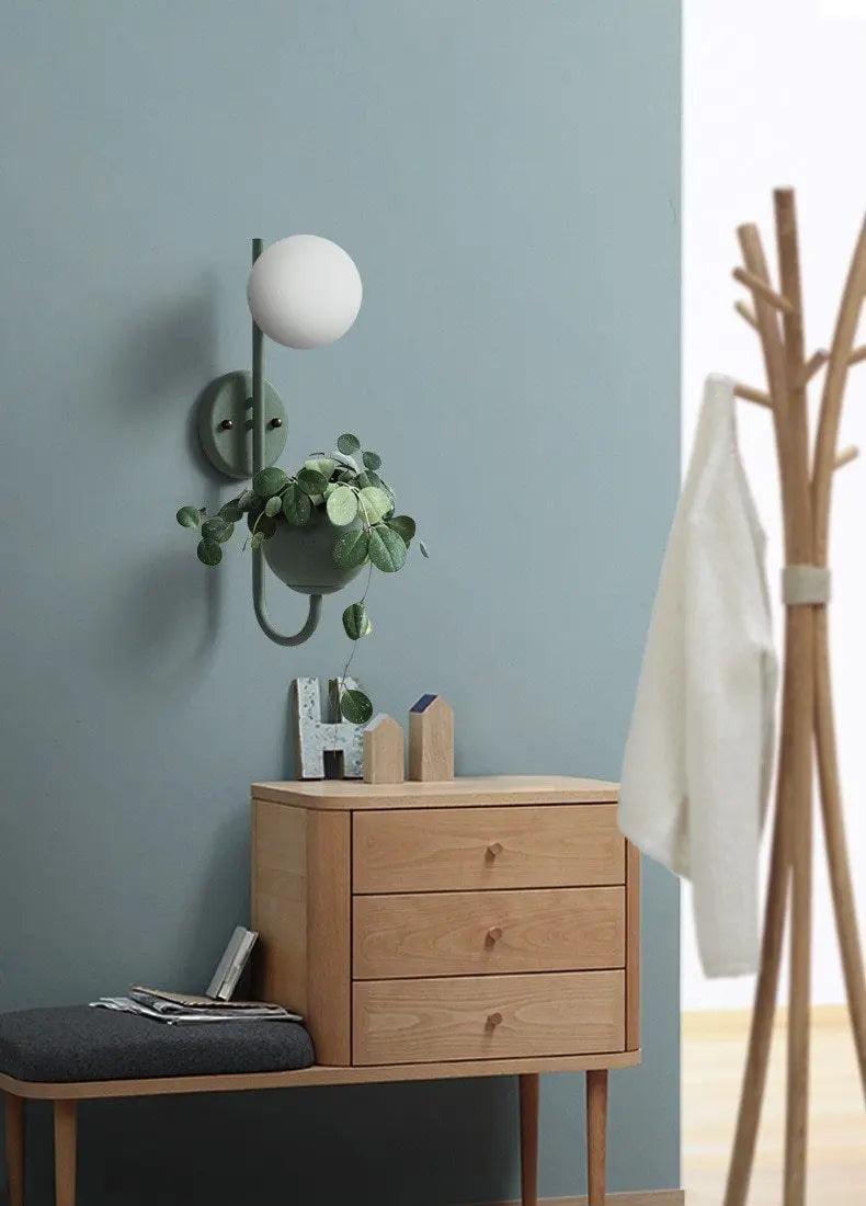 Kelda Plantenlamp Wandlamp – Scandinavische Wandverlichting met Plantenbak – Groen Geel Blauw