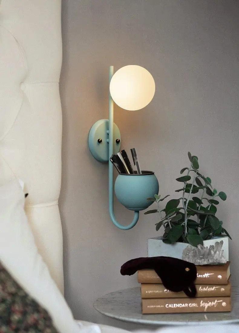 Kelda Plantenlamp Wandlamp – Scandinavische Wandverlichting met Plantenbak – Groen Geel Blauw