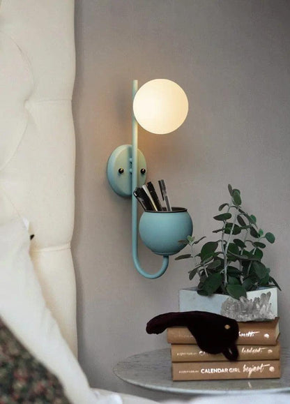 Kelda Plantenlamp Wandlamp – Scandinavische Wandverlichting met Plantenbak – Groen Geel Blauw