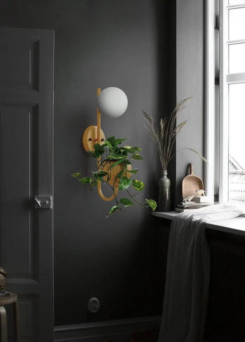 Kelda Plantenlamp Wandlamp – Scandinavische Wandverlichting met Plantenbak – Groen Geel Blauw