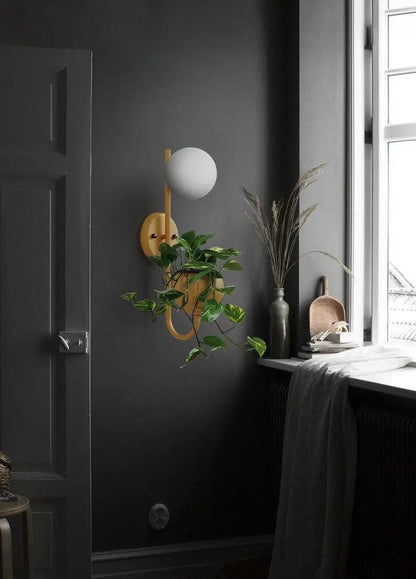 Kelda Plantenlamp Wandlamp – Scandinavische Wandverlichting met Plantenbak – Groen Geel Blauw