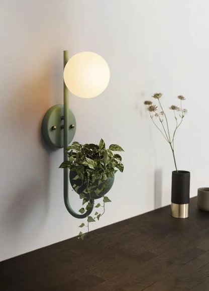 Kelda Plantenlamp Wandlamp – Scandinavische Wandverlichting met Plantenbak – Groen Geel Blauw