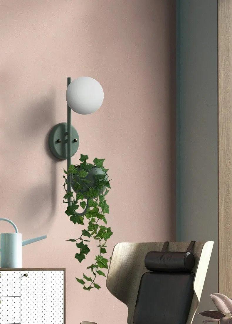 Kelda Plantenlamp Wandlamp – Scandinavische Wandverlichting met Plantenbak – Groen Geel Blauw