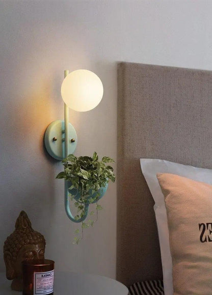 Kelda Plantenlamp Wandlamp – Scandinavische Wandverlichting met Plantenbak – Groen Geel Blauw