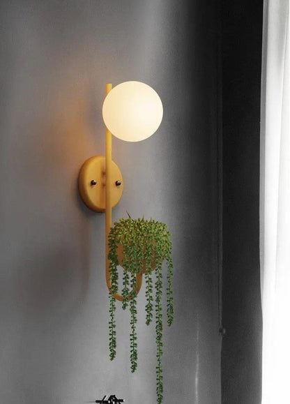 Kelda Plantenlamp Wandlamp – Scandinavische Wandverlichting met Plantenbak – Groen Geel Blauw