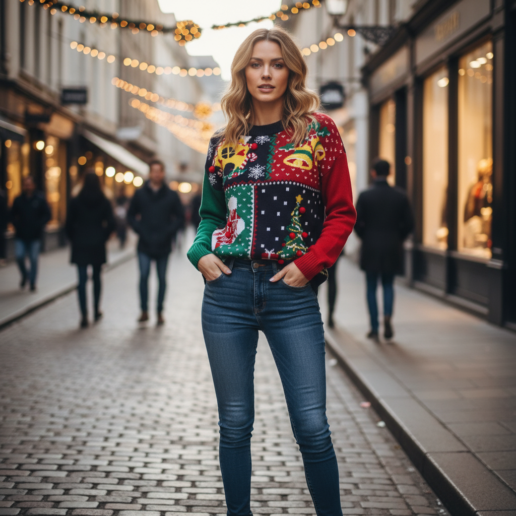 Dames Kersttrui Zachte Gebreide Trui Ronde Hals - StudioMarella