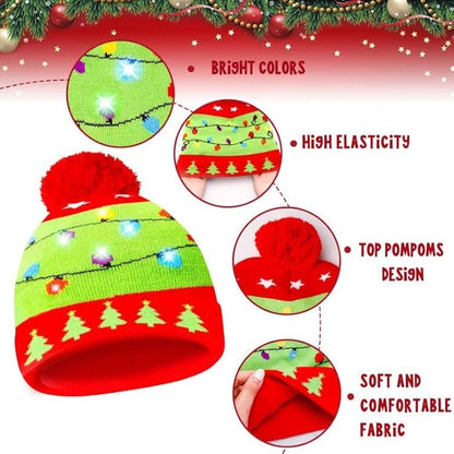 Kerst GlowWear Beanie Set | LED Verlichting, Zacht Breimateriaal en Bijpassende Sokken 1