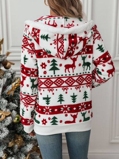 Kerst Witte Hoodie Dames | Comfortabele Katoen, Relaxte Pasvorm 1