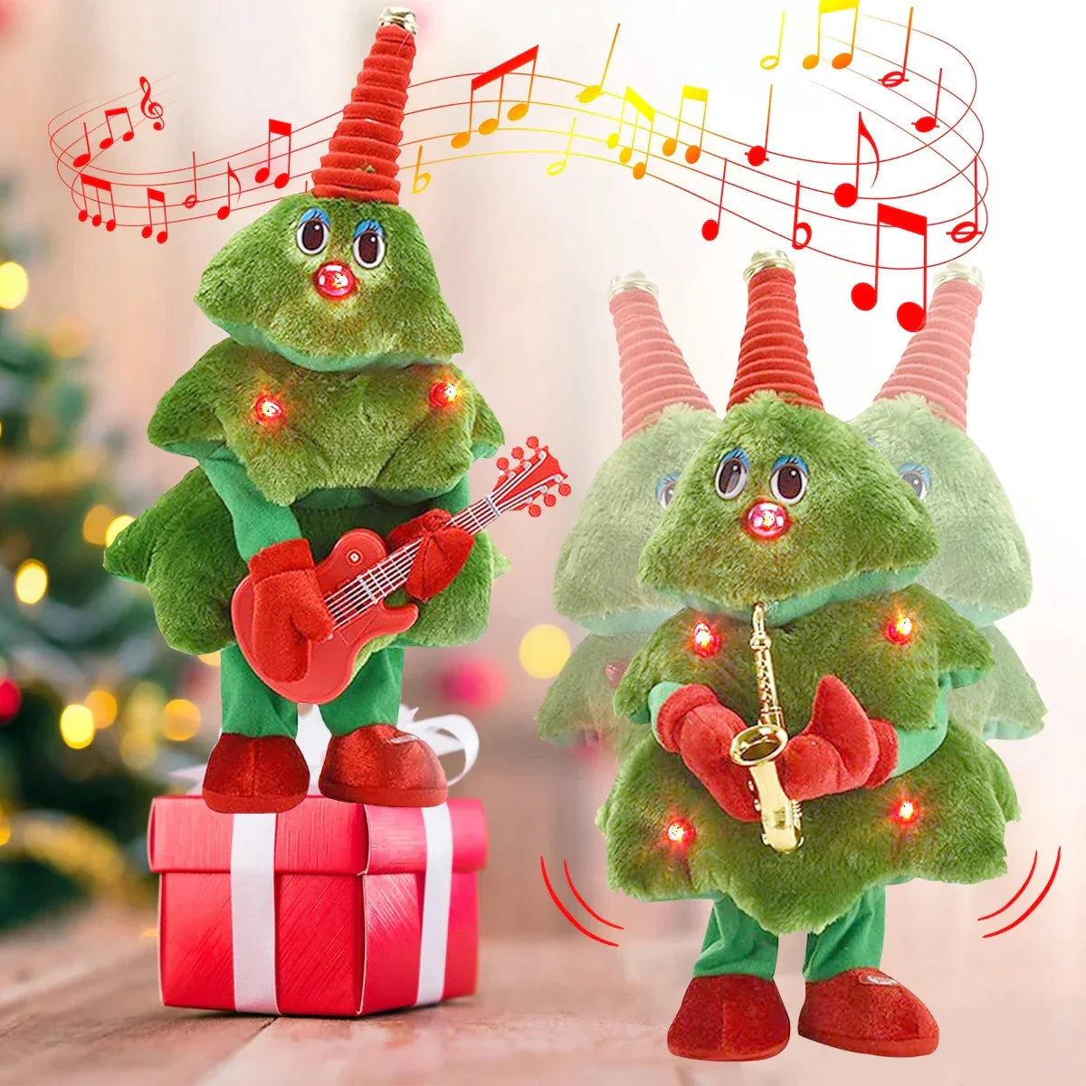 Dansende Kerstboom Knuffel met Muziek en Beweging - Groen Pluche Speelgoed - 35cm Interactieve Kerstdecoratie - Zingende Boom voor Kinderen en Volwassenen