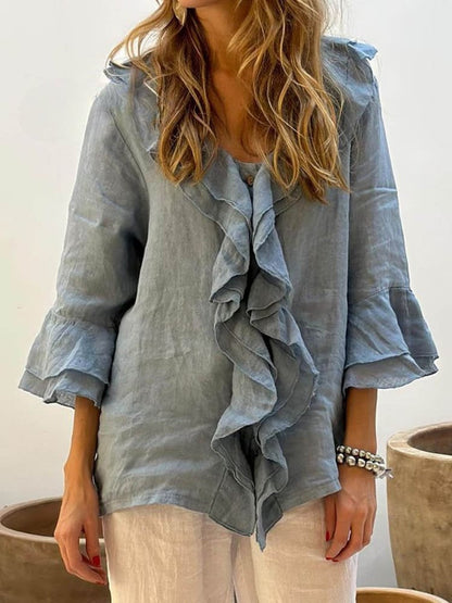 Vrouwelijke Blouse met Volant en Elegante Look - StudioMarella