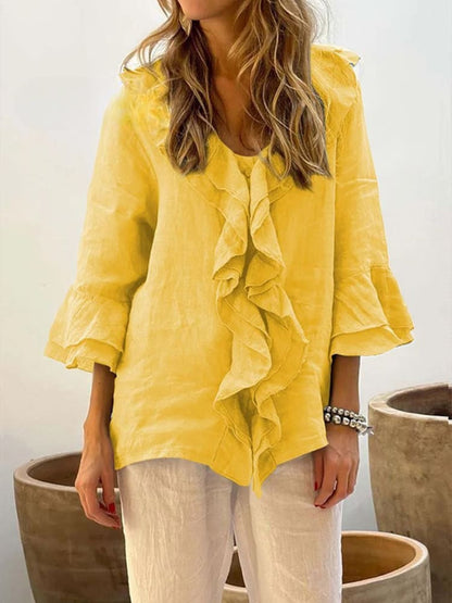 Vrouwelijke Blouse met Volant en Elegante Look