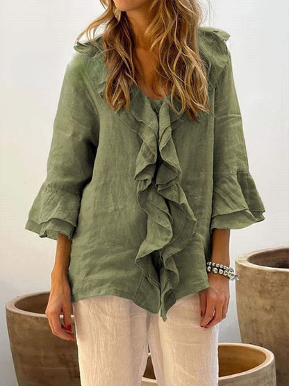 Vrouwelijke Blouse met Volant en Elegante Look