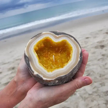 Decoratieve Geurkaars met Kristaleffect – Natuurwas in Geode-Houder voor Rust en Sfeer