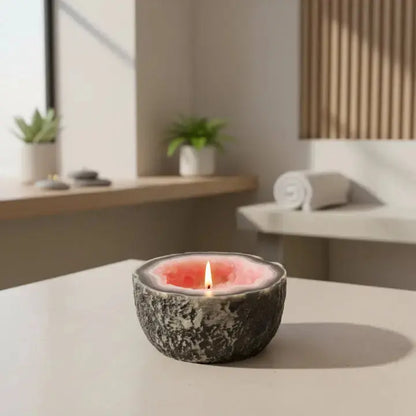 Decoratieve Geurkaars met Kristaleffect – Natuurwas in Geode-Houder voor Rust en Sfeer