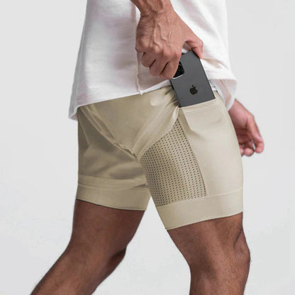 Heren Sportshort 2-in-1 Waterdichte Trainingsbroek
