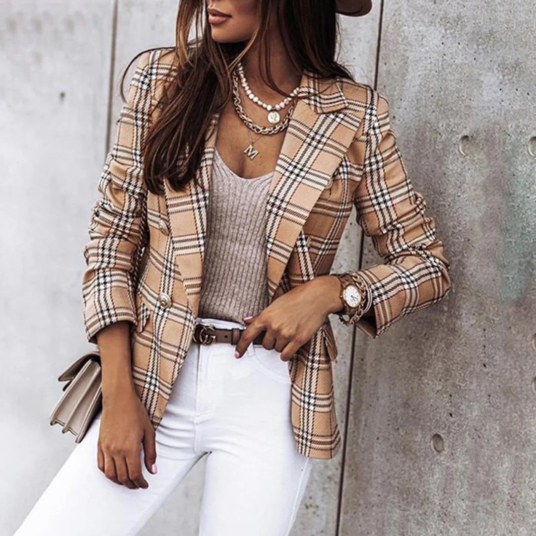 Dames Blazer Ruitpatroon Getailleerd Stijlvol