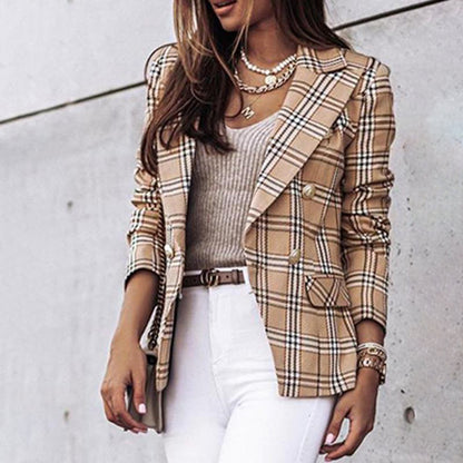 Dames Blazer Ruitpatroon Getailleerd Stijlvol