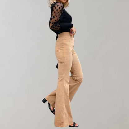 Mode Velpantalon Zacht Vloeiend met Rib