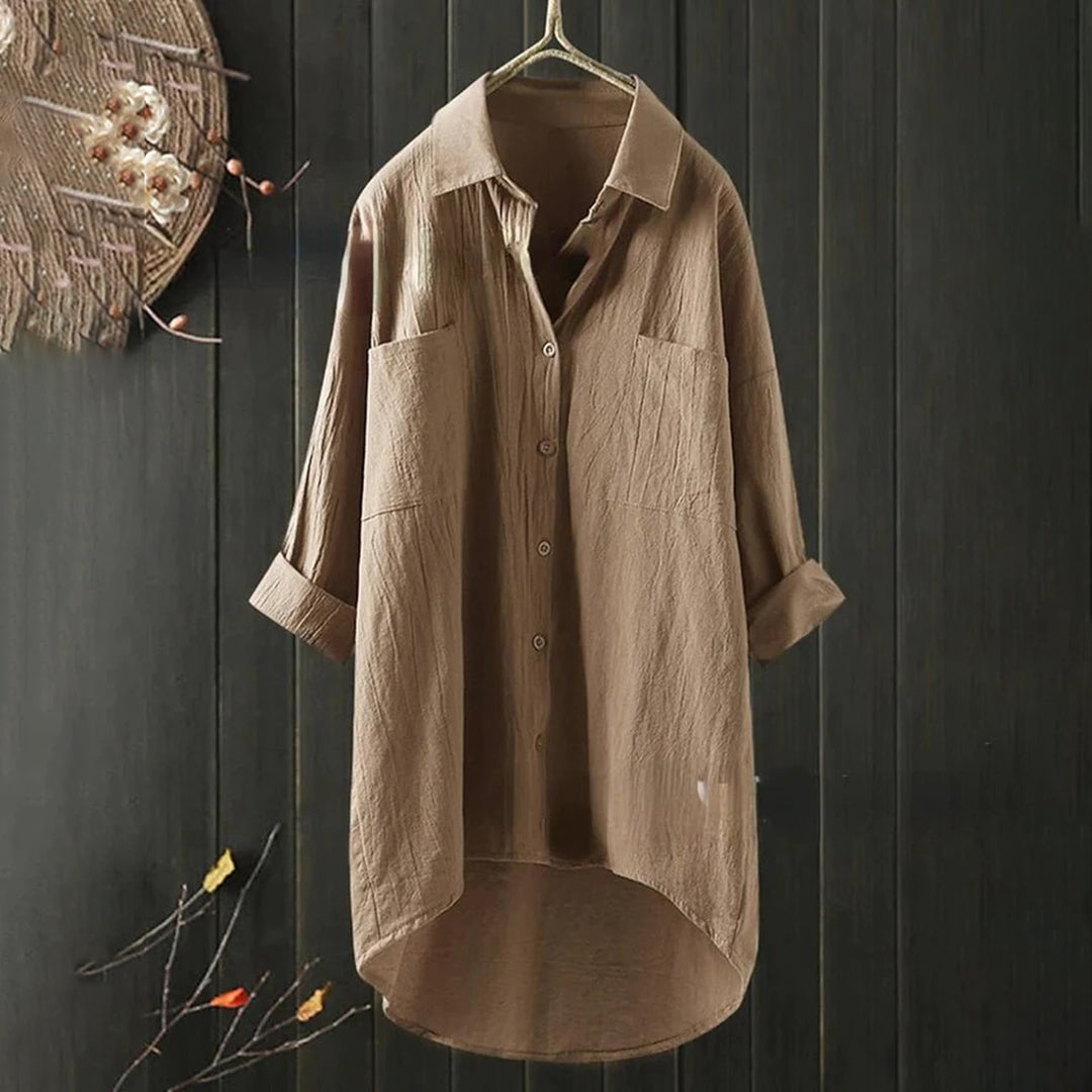 Vrouwelijke Blouse Losse Vrouwelijke Snit Elegant Design