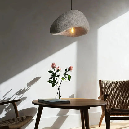 Minimalistische Hanglamp met Natuurlijke Textuur en Warm Sfeerlicht voor Eetkamer en Woonkamer