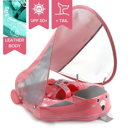 Opblaasbare Zwemhulp Baby met Zonnescherm UPF 50+ en Zacht Drijfcomfort | Veilige Zwemring voor Kinderen Pool en Strand | Visvormige Babyzwemband met Bescherming