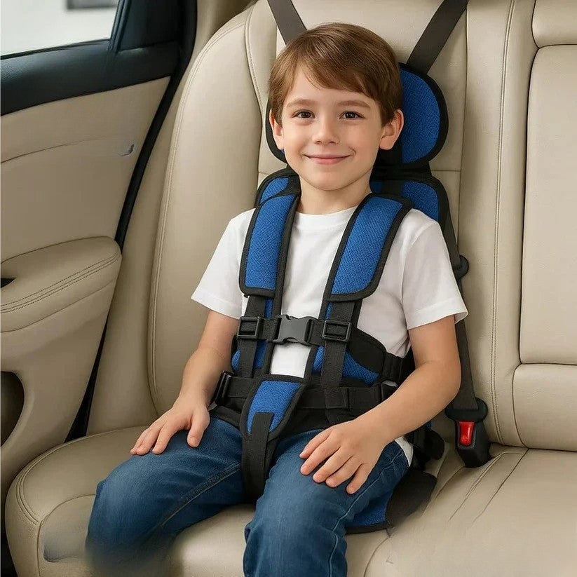 Opvouwbare Kinderzitje Reisstoeltje Zwart met Vijfpuntsgordel | Compact voor Taxi Mietwagen en Vakantie Onderweg met Kinderen