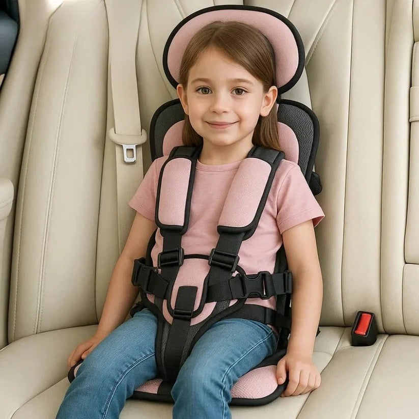 Opvouwbare Kinderzitje Reisstoeltje Zwart met Vijfpuntsgordel | Compact voor Taxi Mietwagen en Vakantie Onderweg met Kinderen