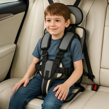 Opvouwbare Kinderzitje Reisstoeltje Zwart met Vijfpuntsgordel | Compact voor Taxi Mietwagen en Vakantie Onderweg met Kinderen
