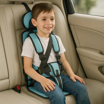 Opvouwbare Kinderzitje Reisstoeltje Zwart met Vijfpuntsgordel | Compact voor Taxi Mietwagen en Vakantie Onderweg met Kinderen