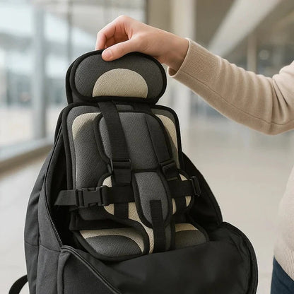 Opvouwbare Kinderzitje Reisstoeltje Zwart met Vijfpuntsgordel | Compact voor Taxi Mietwagen en Vakantie Onderweg met Kinderen