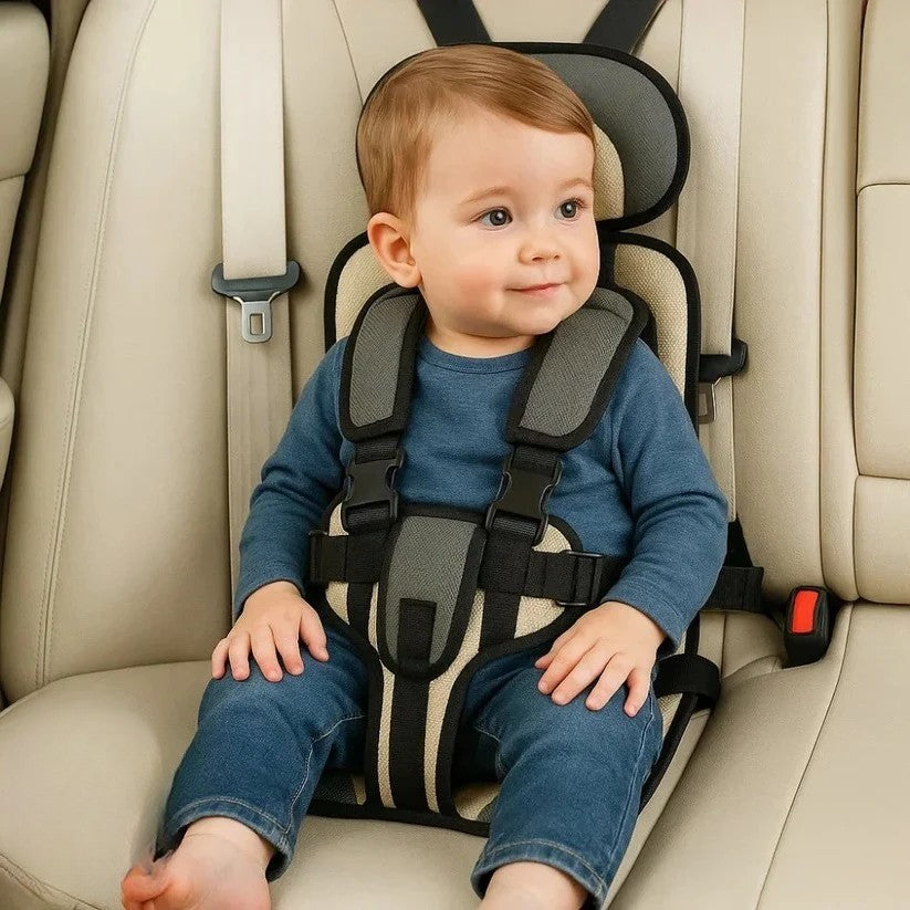 Opvouwbare Kinderzitje Reisstoeltje Zwart met Vijfpuntsgordel | Compact voor Taxi Mietwagen en Vakantie Onderweg met Kinderen
