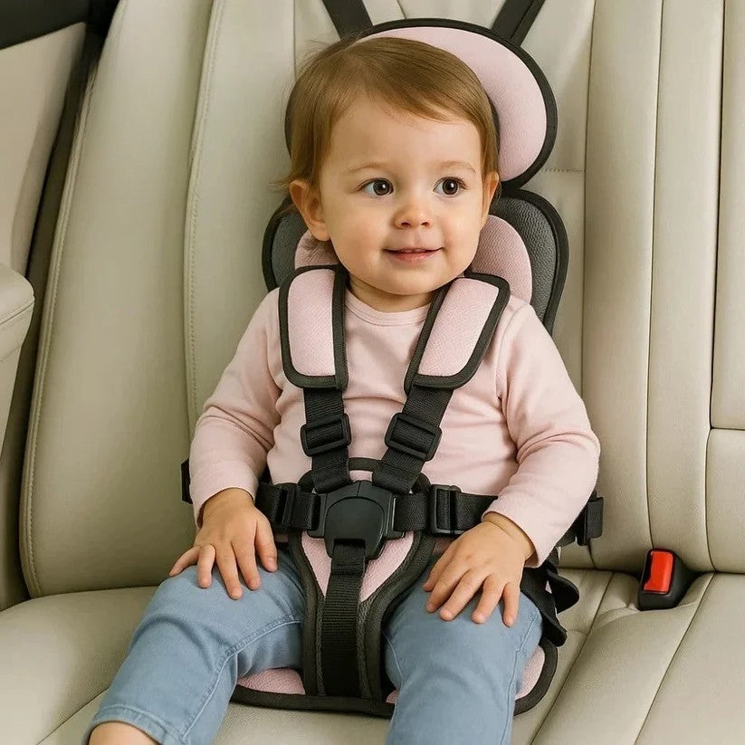 Opvouwbare Kinderzitje Reisstoeltje Zwart met Vijfpuntsgordel | Compact voor Taxi Mietwagen en Vakantie Onderweg met Kinderen