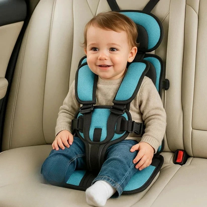 Opvouwbare Kinderzitje Reisstoeltje Zwart met Vijfpuntsgordel | Compact voor Taxi Mietwagen en Vakantie Onderweg met Kinderen