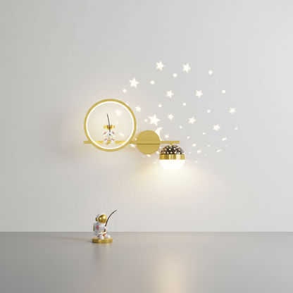 Wandlamp Kinderkamer Astronaut LED Goud Sterren Maan Nachtlamp Jongens Meisjes Babykamer Wandlicht Ruimtevaart Sfeerlamp