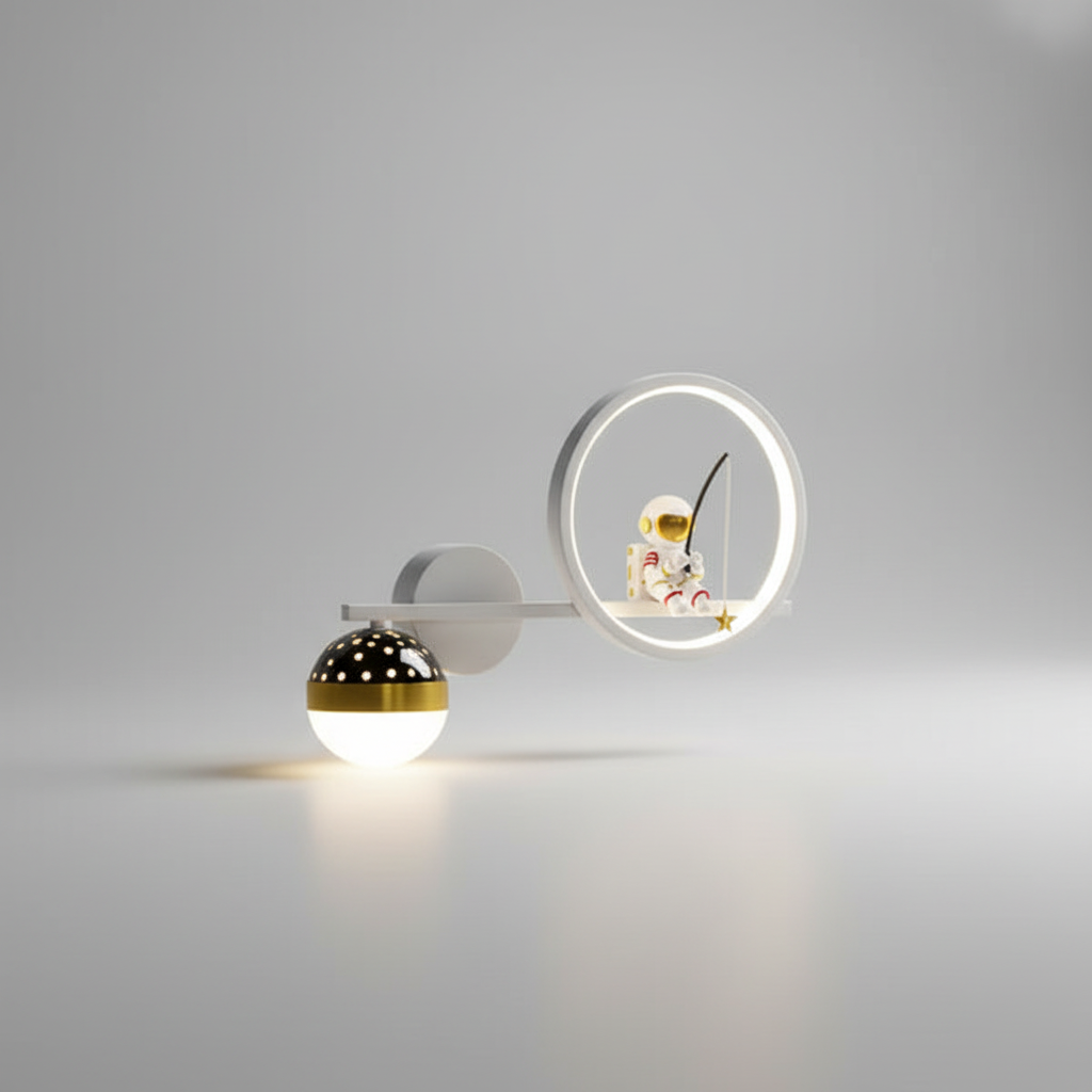 Wandlamp Kinderkamer Astronaut LED Goud Sterren Maan Nachtlamp Jongens Meisjes Babykamer Wandlicht Ruimtevaart Sfeerlamp